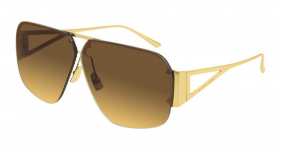 Bottega Veneta BV1065S Sunglasses, 002 - GOLD with ORANGE lenses