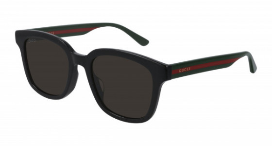 Gucci GG0847SK Sunglasses, 001 - BLACK with GREEN temples and GREY lenses