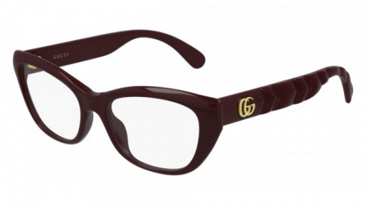 Gucci GG0813O Eyeglasses, 003 - BURGUNDY with TRANSPARENT lenses