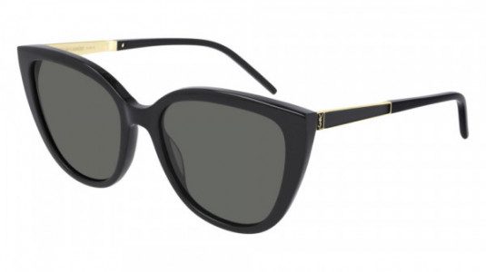 Saint Laurent SL M70 Sunglasses, 002 - BLACK with GOLD temples and GREY lenses