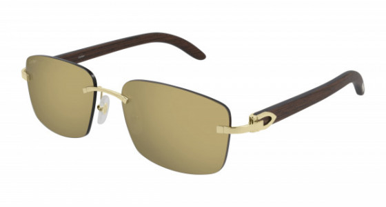 Cartier CT0013RS Sunglasses, 001 - GOLD with BROWN temples and BRONZE lenses
