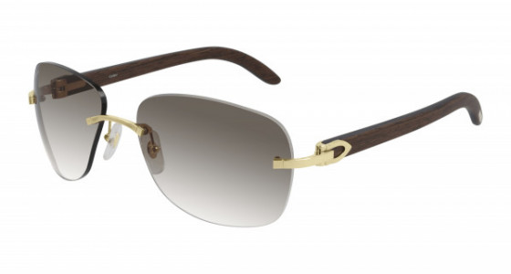 Cartier CT0014RS Sunglasses, 001 - GOLD with BROWN temples and BROWN lenses