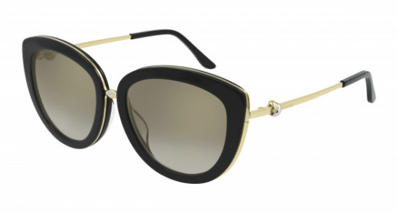 Cartier CT0247SA Sunglasses, 001 - BLACK with GOLD temples and GREY lenses