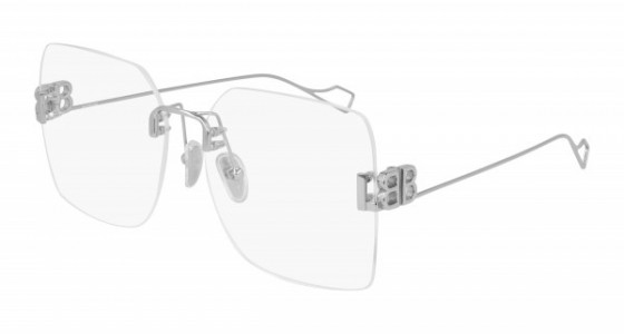 Balenciaga BB0113O Eyeglasses, 002 - SILVER with TRANSPARENT lenses
