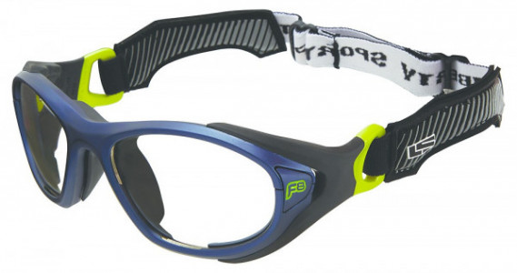 Rec Specs Helmet Spex XL Sports Eyewear, 638 Matte Navy/Green (Clear With Silver Flash Mirror)