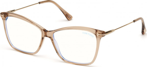 Tom Ford FT5687-B Eyeglasses, 045 - Shiny Light Brown / Shiny Pale Gold