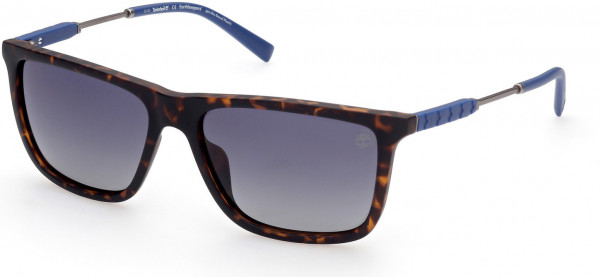 Timberland TB9242 Sunglasses, 52D - Matte Tortoise W/ Gunmetal W/ Blue Rubber / Blue Gradient Lenses