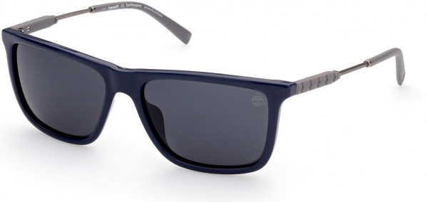 Timberland TB9242 Sunglasses, 90D - Shiny Navy W/ Gunmetal W/ Dark Grey Rubber / Smoke Lenses