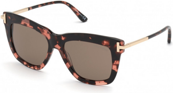 Tom Ford FT0822 Dasha Sunglasses, 56E - Shiny Pink Havana W. Rose Gold Temples / Roviex Lenses