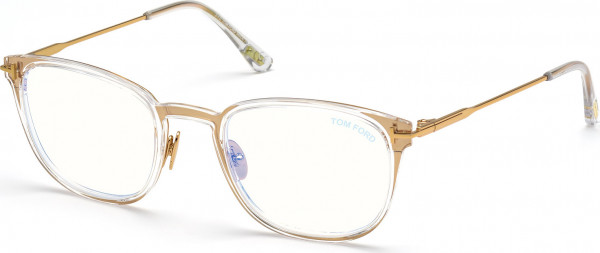 Tom Ford FT5694-B Eyeglasses, 030 - Crystal / Shiny Deep Gold