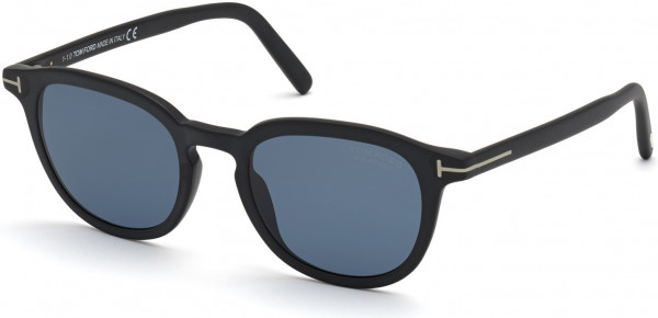 Tom Ford FT0816 Pax Sunglasses, 02V - Matte Black / Polarized Blue Lenses