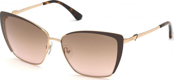 Guess GU7743 Sunglasses, 48G - Light Brown/Monocolor / Shiny Rose Gold