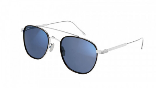 Cartier CT0251S Sunglasses, 009 - SILVER with LIGHT BLUE lenses