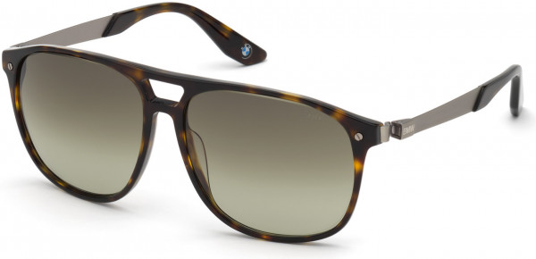 BMW Eyewear BW0001 Sunglasses, 52P - Dark Havana / Gradient Green