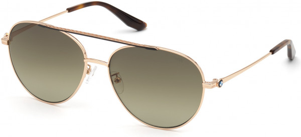 BMW Eyewear BW0006 Sunglasses, 28P - Shiny Rose Gold / Gradient Green