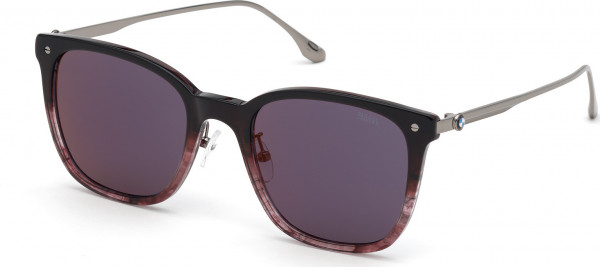 BMW Eyewear BW0008 Sunglasses, 71U - Bordeaux/Striped / Shiny Palladium