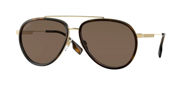 Burberry BE3125 OLIVER Sunglasses, 101773 OLIVER GOLD DARK BROWN (GOLD)