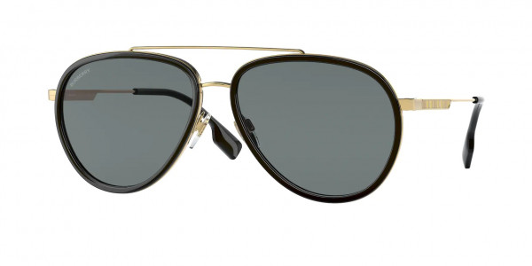 Burberry BE3125 OLIVER Sunglasses, 101781 OLIVER GOLD POLAR DARK GREY (GOLD)