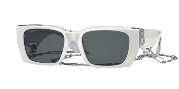 Burberry BE4336 POPPY Sunglasses, 392187 POPPY TOP WHITE ON TRANSPARENT (WHITE)