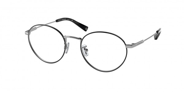 Coach HC5120 C2101 Eyeglasses, 9373 C2101 SHINY SILVER / BLACK (SILVER)