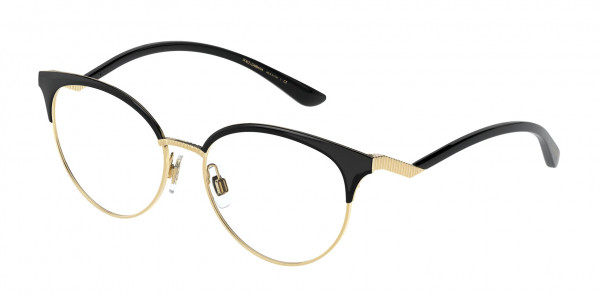 Dolce & Gabbana DG1337 Eyeglasses, 1334 GOLD/BLACK (BLACK)