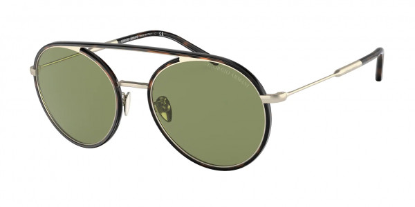 Giorgio Armani AR6121J Sunglasses, 30022A MATTE PALE GOLD/HAVANA GREEN (GOLD)