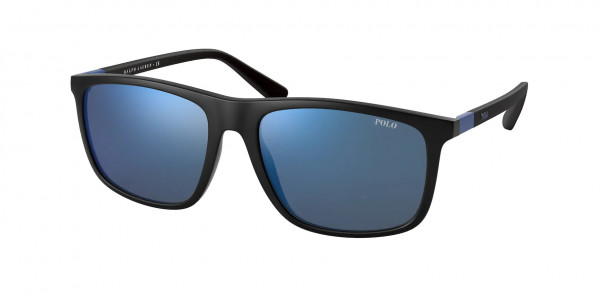 Polo PH4175 Sunglasses, 528455 MATTE BLACK MIRROR BLUE (BLACK)