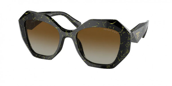Prada PR 16WS Sunglasses, 19D6E1 BLACK/YELLOW MARBLE POLAR BROW (BLACK)