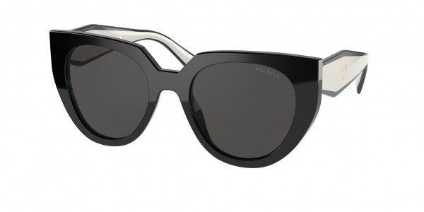 Prada PR 14WSF Sunglasses, 09Q5S0 BLACK/TALC DARK GREY (BLACK)