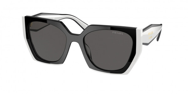 Prada PR 15WSF Sunglasses, 09Q5S0 BLACK/TALC DARK GREY (BLACK)