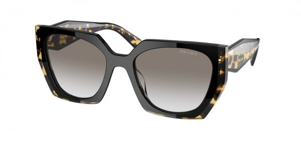 Prada PR 15WSF Sunglasses, 3890A7 BLACK/MEDIUM TORTOISE GREY GRA (BLACK)
