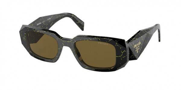 Prada PR 17WSF Sunglasses, 19D01T BLACK/YELLOW MARBLE DARK BROWN (BLACK)