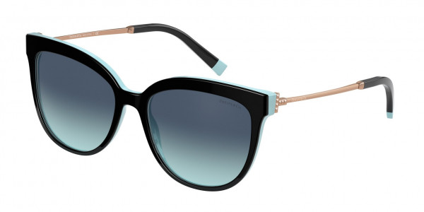 Tiffany & Co. TF4176 Sunglasses, 80559S BLACK ON TIFFANY BLUE AZURE GR (BLACK)