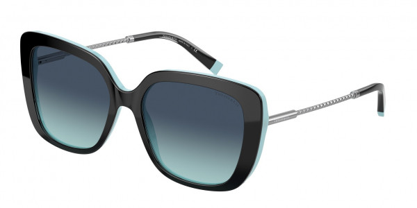 Tiffany & Co. TF4177 Sunglasses, 80559S BLACK ON TIFFANY BLUE AZURE GR (BLACK)