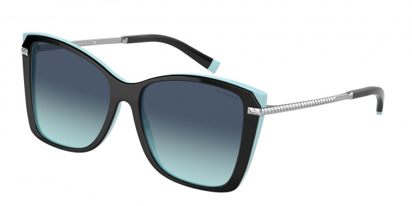 Tiffany & Co. TF4180 Sunglasses, 80559S BLACK ON TIFFANY BLUE AZURE GR (BLACK)