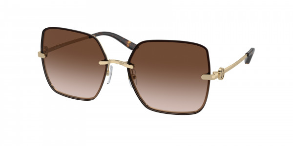 Tory Burch TY6080 Sunglasses, 334913 SHINY LIGHT GOLD LIGHT BROWN G (GOLD)