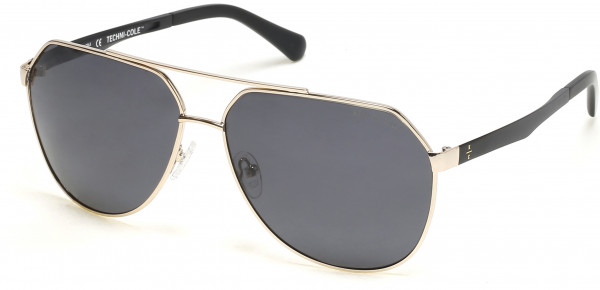 Kenneth Cole New York KC7252 Sunglasses, 32D - Gold / Smoke Polarized.  Flexible Ultem Temples. Techni-Cole