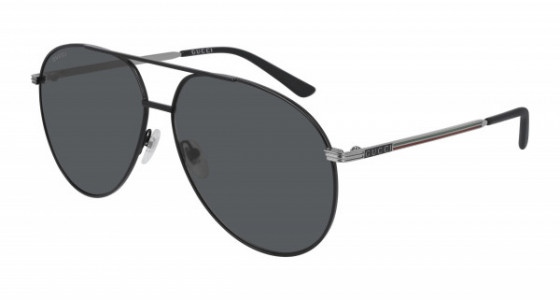 Gucci GG0832S Sunglasses, 001 - BLACK with GUNMETAL temples and GREY lenses