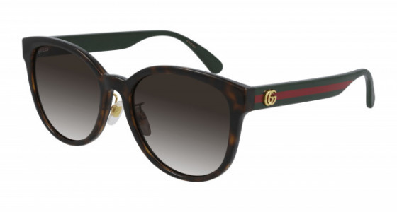 Gucci GG0854SK Sunglasses, 003 - HAVANA with GREEN temples and BROWN lenses