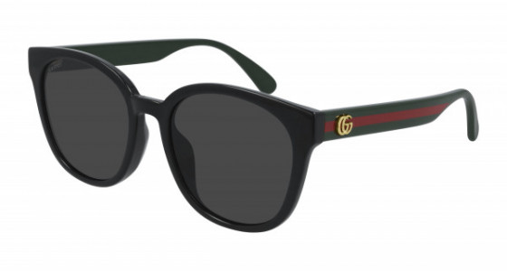 Gucci GG0855SK Sunglasses, 001 - BLACK with GREEN temples and GREY lenses