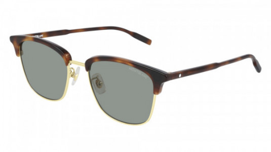 Montblanc MB0136SK Sunglasses, 003 - HAVANA with GREEN lenses