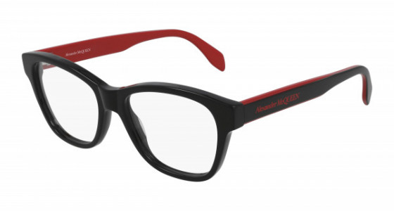 Alexander McQueen AM0306O Eyeglasses, 003 - BLACK with TRANSPARENT lenses