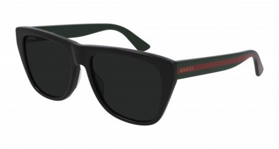 Gucci GG0926S Sunglasses, 001 - BLACK with GREEN temples and GREY lenses
