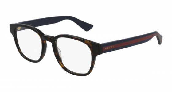 Gucci GG0927O Eyeglasses, 002 - HAVANA with BLUE temples and TRANSPARENT lenses