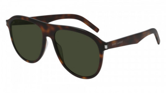 Saint Laurent SL 432 SLIM Sunglasses, 002 - HAVANA with GREEN lenses
