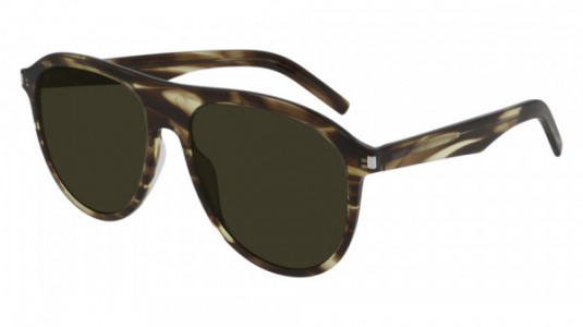 Saint Laurent SL 432 SLIM Sunglasses, 005 - HAVANA with GREEN lenses