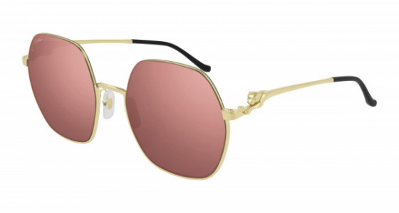 Cartier CT0267S Sunglasses, 003 - GOLD with RED lenses