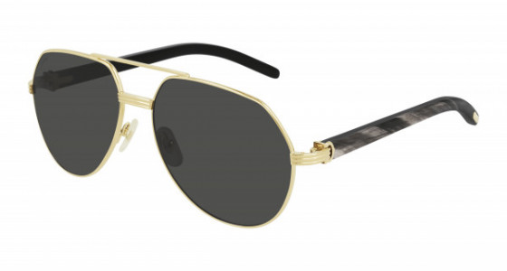 Cartier CT0272S Sunglasses, 001 - GOLD with BLACK temples and GREY polarized lenses