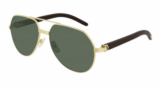 Cartier CT0272S Sunglasses, 002 - GOLD with BROWN temples and GREEN polarized lenses