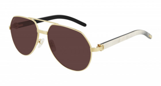 Cartier CT0272S Sunglasses, 003 - GOLD with WHITE temples and VIOLET polarized lenses